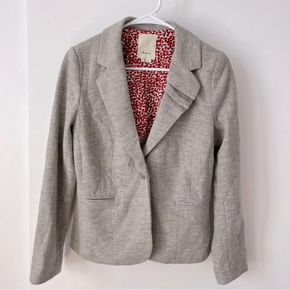 Anthropologie Elevenses Pleated Collar One Button Blazer Corpcore - Picture 4 of 13